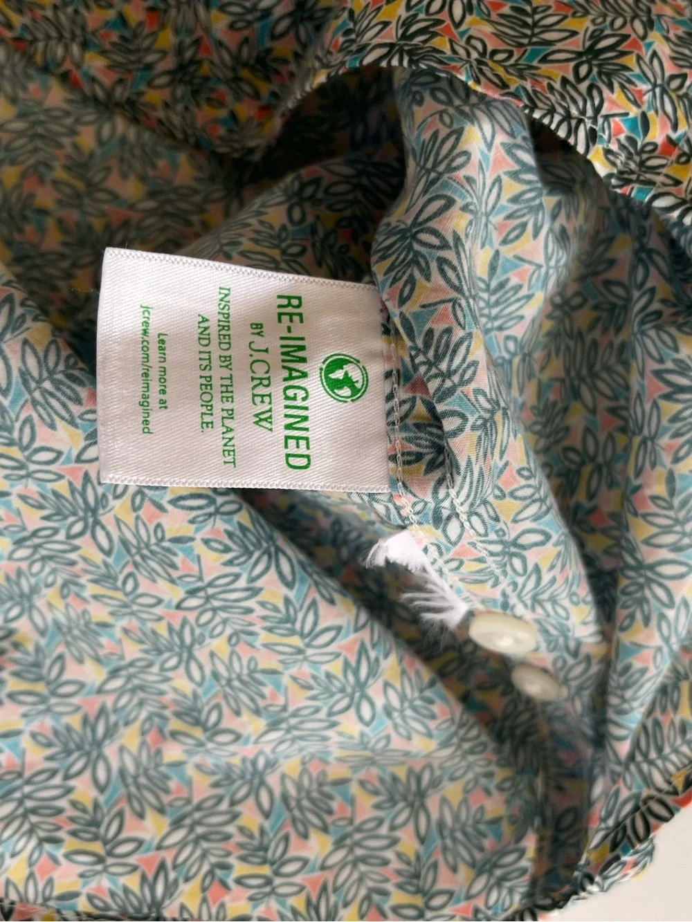 J. Crew Liberty Meridian Green Floral Short Sleeve Poplin Shirt M